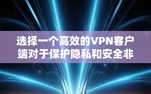 选择一个高效的VPN客户端对于保护隐私和安全非常重要。以下是几个推荐的VPN服务及其详细介绍,帮助您选择最适合的方案 选择一个高效的VPN客户端对于保护隐私和安全非常重要。以下是几个推荐的VPN服务及其详细介绍,帮助您选择最适合的方案